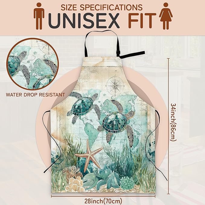 Kitchen Apron with Pocket,Waterproof Adjustable Neck and Long Ties, Cooking Baking Gardening Painting Apron for Women
