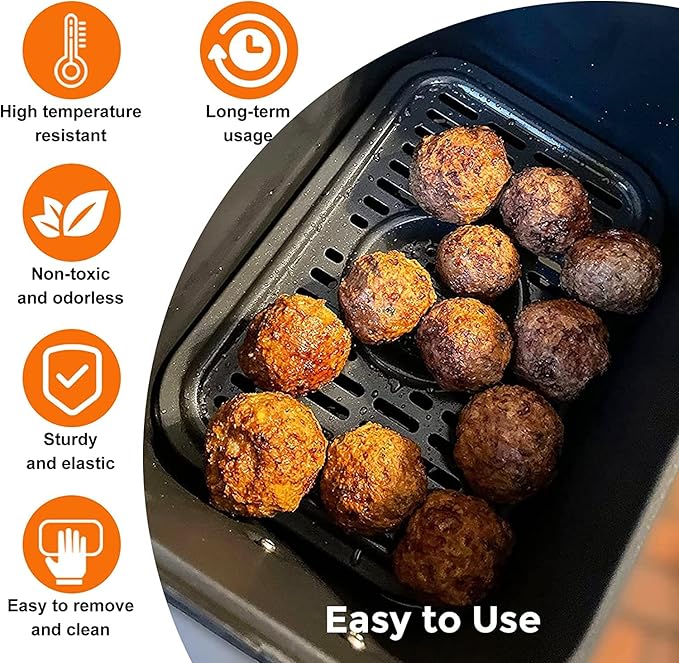 Air Fryer Grill Pan for Ninja Foodi DZ090/DZ201/DZ100（US）AF300（UK）6-in-1 7.6L Dual Zone Air Fryer, 2-Pack Replacement Crisper & Grill Plates with Rubber Bumpers, Dishwasher Safe