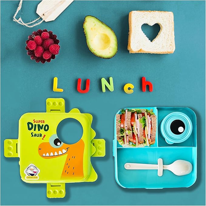 Leak-Proof 6-Compartment Lunch Box For Kids (Boys & Girls)-Snack Containers–Ideal Portions- Portable & Easy to Clean–Keeps Food Fresh- Perfect For School, Daycare, Travel & Meal Prep- BPA-Free