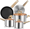 13-Piece Stainless Steel Cookware Set with Nonstick Frying Pans, Sauce Pots & Stock Pot, Heavy Duty Pots and Pans Set, Induction Cookware, Easy to Clean