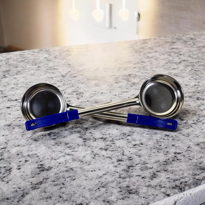 8 Ounce Solid Stainless Steel Portion Control Ladle Spoon for Measuring and Serving; Commercial Grade Serving Scoops [Pack of 2]