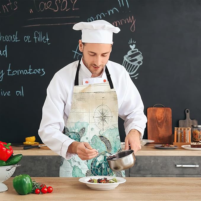 Kitchen Apron with Pocket,Waterproof Adjustable Neck and Long Ties, Cooking Baking Gardening Painting Apron for Women