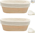 Banneton Bread Proofing Basket set of 2, 9.8 Inch Oval Sourdough Proofing Baskets with Liner,Dough Proofing Bowls,Made of Natural rattan,for Sourdough Bread Baking Supplies