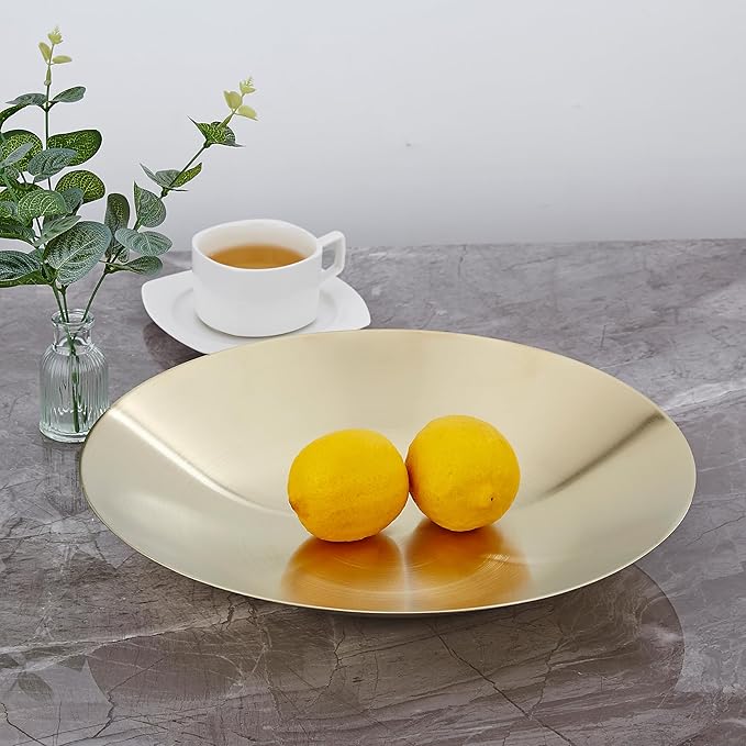 SANQIAHOME 18/8 Staniless Steel Large Serving Bowls,35cm/13.8 in,mixing-bowls pasta-bowls salad-bowls Gold