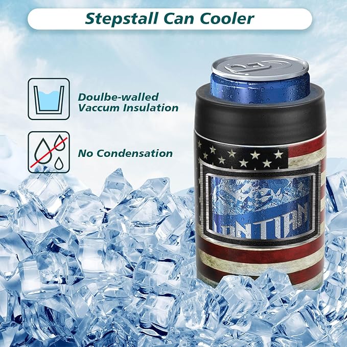 Stepstall 4-in-1 Can Cooler & Bottle Holder with Opener, Double Walled Stainless Steel Insulated, 12oz Beer Gifts for Men
