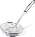 Anaeat Stainless Steel Spider Strainer Skimmer - Solid Kitchen Strainer Ladle with Long Handle for Cooking and Frying, Reinforced Double Coil Slotted Spoons for Pasta, Noodle, Spaghetti (5.5 Inch)