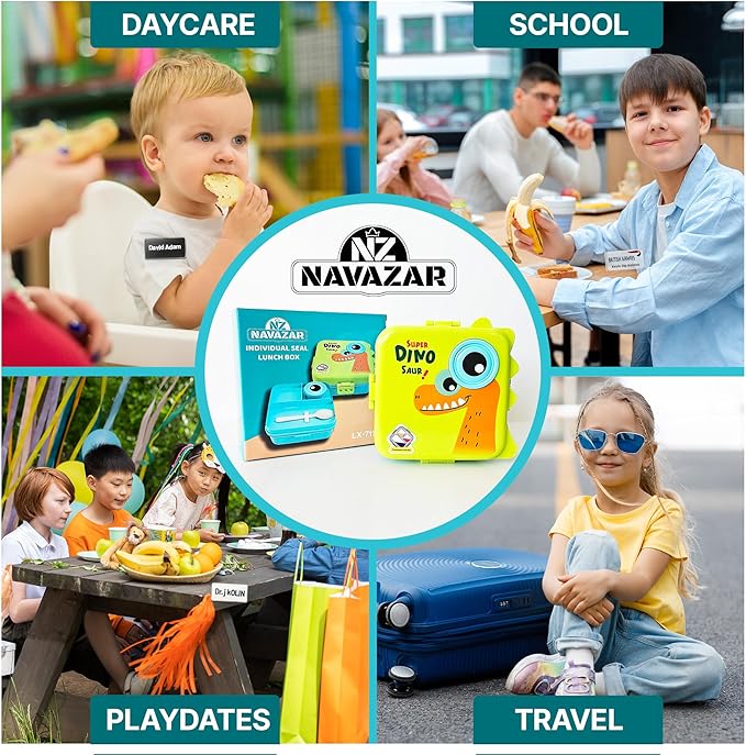 Leak-Proof 6-Compartment Lunch Box For Kids (Boys & Girls)-Snack Containers–Ideal Portions- Portable & Easy to Clean–Keeps Food Fresh- Perfect For School, Daycare, Travel & Meal Prep- BPA-Free
