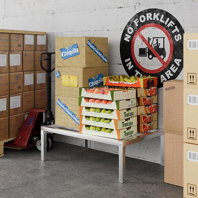 36" Long x 24" Wide | Height: 12" Off The Floor Aluminum Dunnage Rack | Storage in Restaurant, Kitchens and Garages and More!