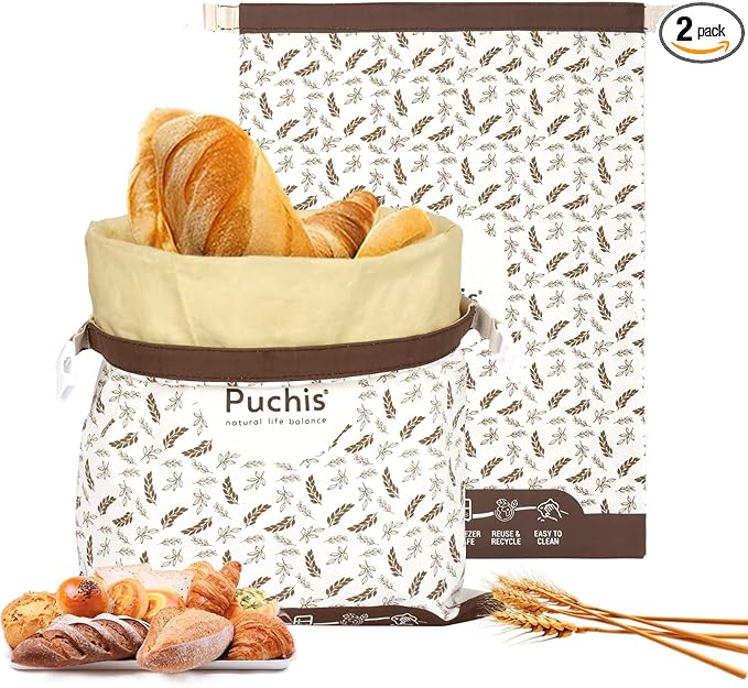 2 Pack XL Cotton & Beeswax Bread Bags for Sourdough & Homemade Bread – Organic Bees vax- Reusable, Eco-Friendly & Food-Safe Storage, 17x13 in, Freezer-Safe Freshness