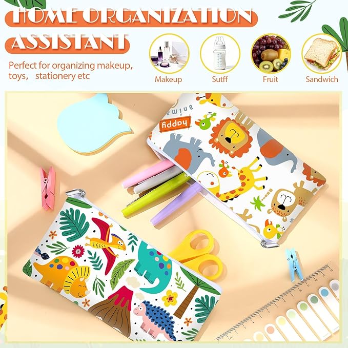 Chumia 6 Pcs Reusable Snack Bags Christmas Gifts Food Safety Washable Snack Bags Lunch with Zipper Portable Sandwich Bag Food Storage Pouch Double Layer(Forest,6.9 x 3.7 Inches)