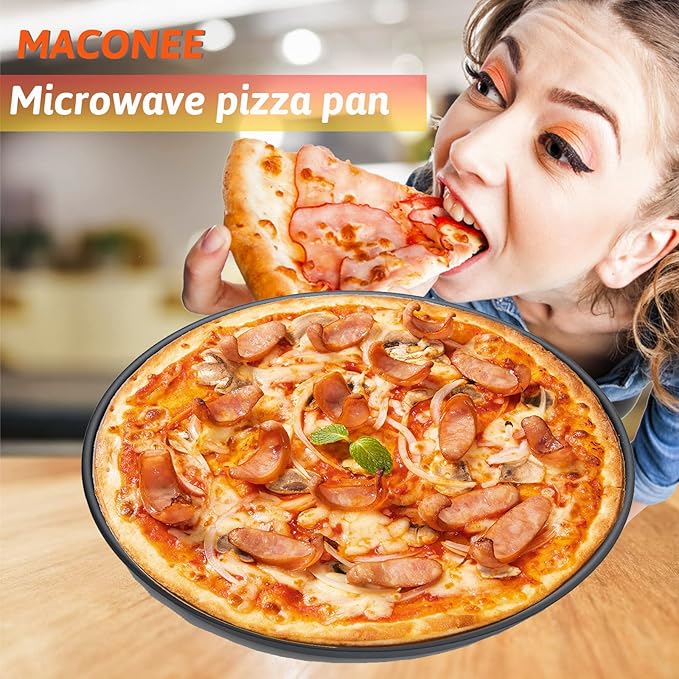 MACONEE 10inch Universal Microwave Crisper Pan/Microwave Cookware Browning Tray, Crispy Plate, Microwave Crispers for Reheat Frozen Pizza, Chicken Nuggets French Toast with Crispy Effect!