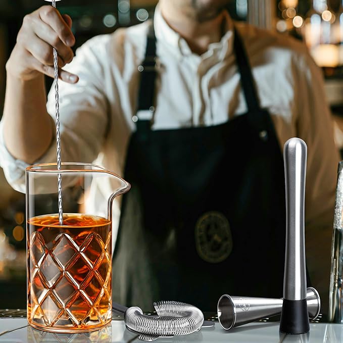 LIGHTEN LIFE Cocktail Glass, 20 oz Crystal Mixing Beaker, Old Fashioned Bar Stirring Glass
