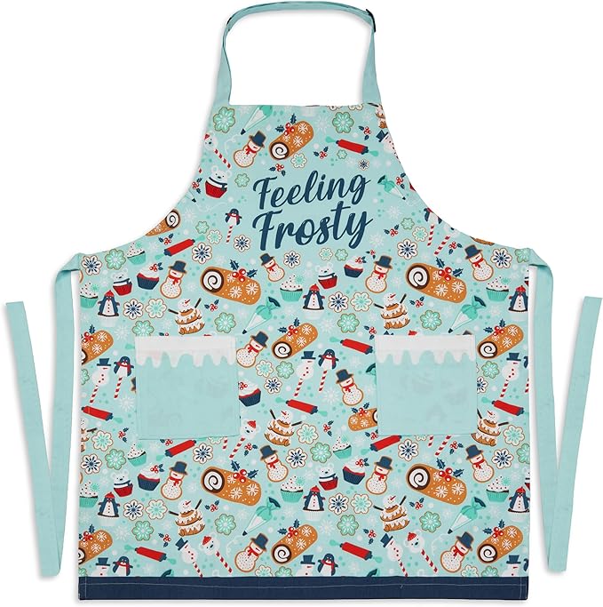 Lavley Christmas Baking Aprons - Funny kitchen gift for men, women and kids - 100% cotton adjustable apron for holiday bakers