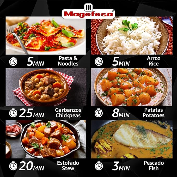 MAGEFESA Practika Plus 3.4-Quart Pressure Cooker – 18/10 Stainless Steel, Induction Compatible, 5-Layer Heat Diffuser Bottom, 5 Safety Systems, Even Heat Distribution