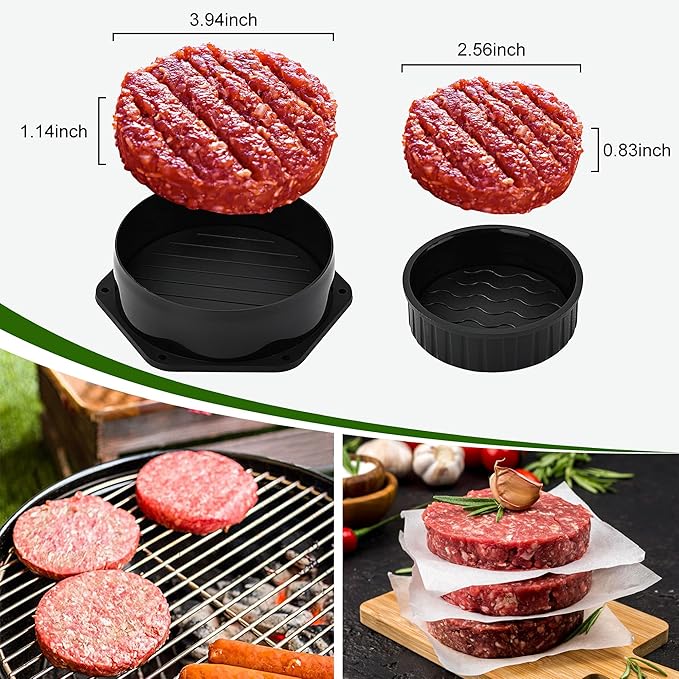 POLIGO 5PCS Smash Burger Press Kit - 4 in 1 Hamburger Patty Storage Containers,7.68"X4.1" Rectangle Cast Iron Smash Bacon Press- Non Stick Smash Burger Press Set for Grill and Griddle Cooking