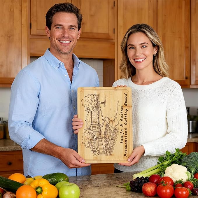 Personalized Cutting Board With Your Nmaes Date- Custom Cutting Boards Wood Engraved, Customized Wedding Gifts For Christmas, Wedding, Anniversary, Engagement, Housewarming