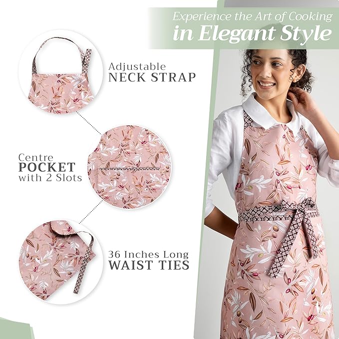 Maison d' Hermine 100% Cotton Apron for women with Pocket Kitchen Chef Apron for Men Cooking Gardening Server Waitress