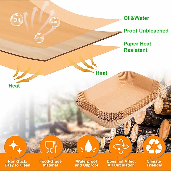 XL 11.5inch Rectangular Air Fryer Liners For Ninja FG551 Foodi Smart XL 6-in-1 Indoor Grill Air Fry Baking Parchment Liners Disposable 100Pcs For Ninja DG551 IG601 Air Fryer Oven Accessories