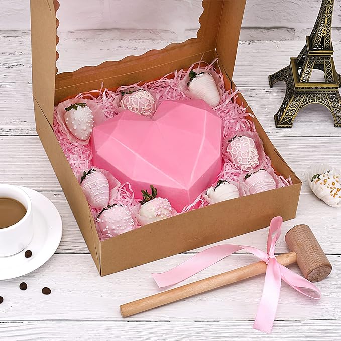 30-Pack Pie Boxes 10" x 10" x 2.5", Bakery Boxes with Window, Auto-Popup Cookie Boxes for Muffins, Donuts and Pastries (Brown)