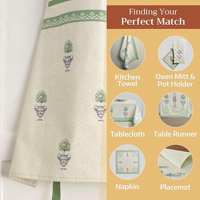 Maison d' Hermine 100% Cotton Apron for women with Pocket Kitchen Chef Apron for Men Cooking Gardening Server Waitress