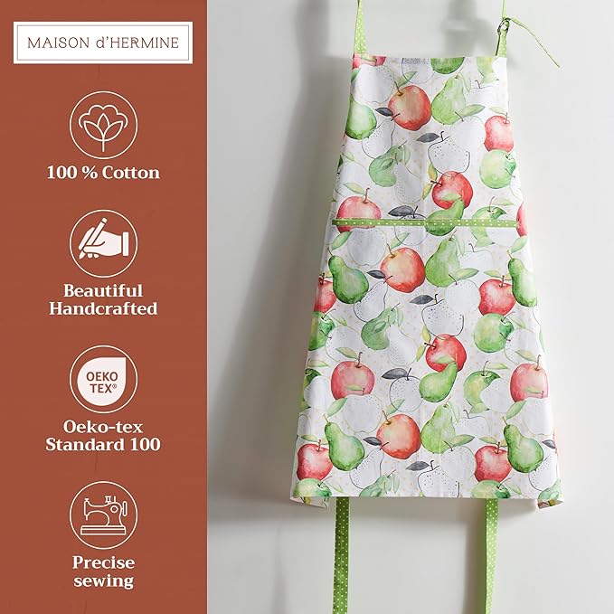 Maison d' Hermine 100% Cotton Apron for women with Pocket Kitchen Chef Apron for Men Cooking Gardening Server Waitress