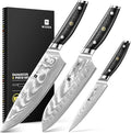 WIZEKA Damascus Chef Knife Set: 3 PCS,Super Sharp Kitchen Knives: Made of Japanese Steel VG10: Full Tang Professional Chef Knife Set With G10 Ergonomic Handle