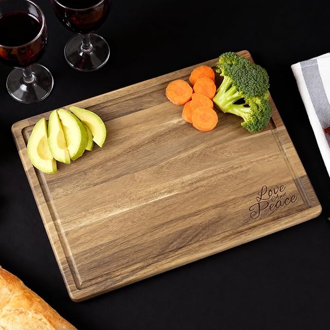 Personalized Acacia Wood Cutting Board Gift - Laser Engraved Custom Board,Printed in USA,Customizable Acacia Wood Cutting Board Eco-Friendly Woodfor Weddings, Housewarming & Christmas
