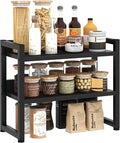 Kitchen Countertop Shelf Organizer, 3 Tier Large Kitchen Storage Spice Rack Cabinet Organizer with Metal Leg for Countertop Pantry, Coffee Bar Organizer, Bathroom Countertop Organizer, Black
