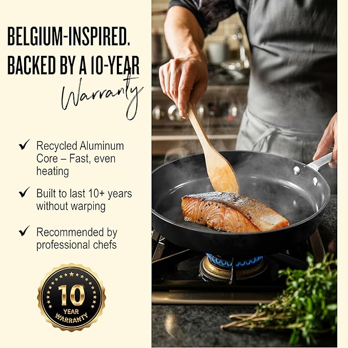Alva Maestro 8” Non-Toxic Ceramic Nonstick Frying Pan – Oven & Induction Safe Skillet for Healthy Cooking – Sustainable, No PFAS/PTFE, Easy-to-Clean, Even Heat Distribution, Toxin-Free Cookware