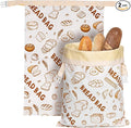 2 Pack Beeswax Bread Bags for Sourdough Reusable Bread Bags Food Storage Bag Large Capacity Portable Freshness Preservation Homemade Sourdough Bread Storage Bag