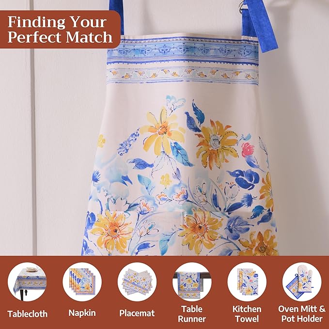 Maison d' Hermine 100% Cotton Apron for women with Pocket Kitchen Chef Apron for Men Cooking Gardening Server Waitress