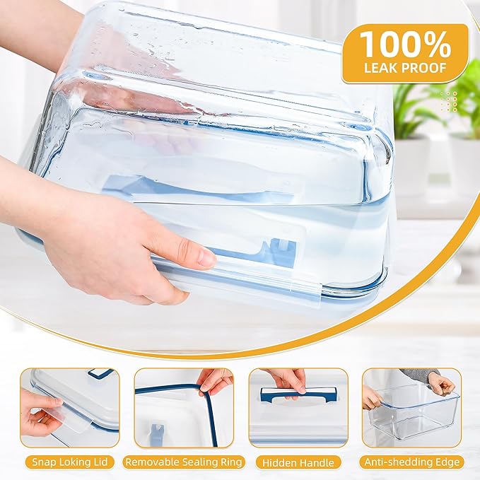 190oz / 24Cup Extra Large Glass Storage Containers with Lids, Glass Bread Box Airtight Bread Container, Ideal Food Storage Containers, Roasting Turkey/Chicken/Cookie, Oven&Dishwasher Safe