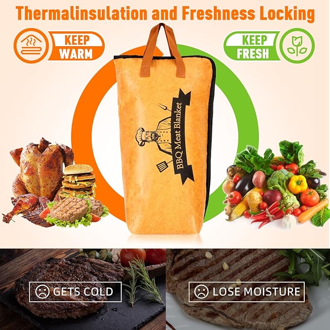 21in BBQ Blanket for Resting Meat-Smoking Meat Insulated Bag for Brisket/Beef/Pork Shoulder/Turkey-White Elephant Christmas Stocking Stuffers Birthday Anniversary Smoker Accessories Gift for Men