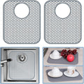 2 Pack Silicone Kitchen Sink Protector Mat with Rear Drain - 13.58''x 11.6'' Kitchen Sink Accessory, Folding Non-Slip Heat Resistant Mat Grid for Bottom of Porcelain Stainless Steel