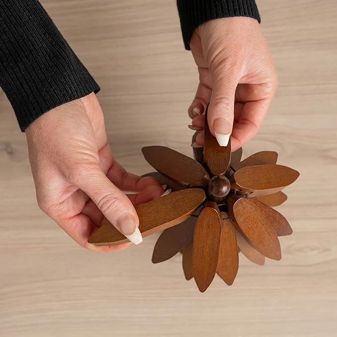 Wooden trivets for hot Dishes – 4 Tree-Shaped Coasters & 1 Stand for Hot Pots, Dishes | Heat-Resistant, Space-Saving Pot Rest & Cozy Kitchen Decor, Tree Trivets for Counter + Special Bonus (Walnut)