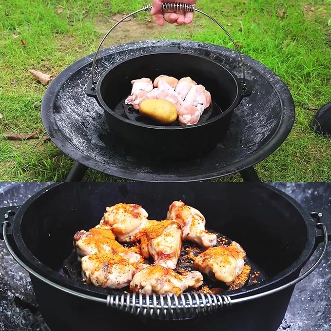 Cast Iron Trivet 2 PCS Set, 8-inch, Meat Rack, Cast Iron Grate for Dutch Ovens, Raise Food in Dutch Oven, Used as Burner Diffuser, Use Directly on Camp Fire, Used as Trivet on Table