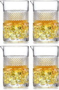 4-pack Cocktail Mixing Glass - 21oz Lead-Free Hand Blown Barware with Professional Bartender Kit - for Martini, Manhattan, Old Fashioned - Premium Home Bar Gift for Wedding Anniversary Birthday