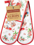 Maison d' Hermine Double Oven Mitt (7" x 35") 100% Cotton Heat Resistant BBQ Cooking Gloves with Loop for Thanksgiving Christmas Decorations Baking Cooking Barbeque Handling Hot Pan (Chromo)