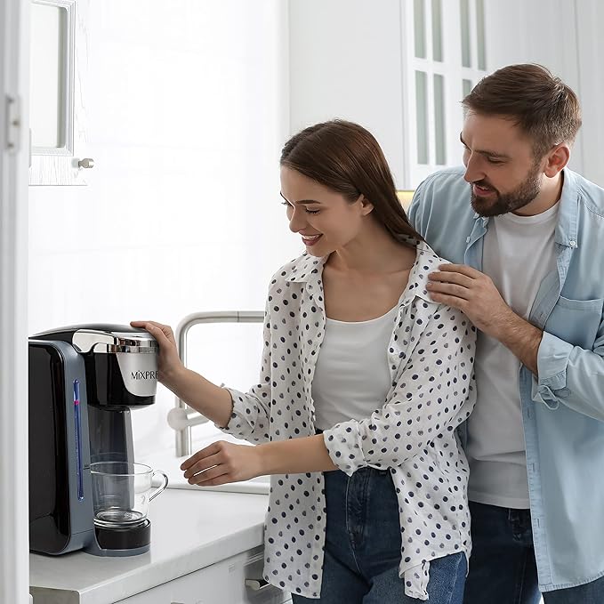 Mixpresso Single Serve Cup Coffee Maker With 4 Brew Sizes for 1.0 & 2.0 Cup Pods, Removable 45oz Water Tank, Quick Brewing with Auto Shut-Off, Rapid Brew Technology Gray Coffee Maker
