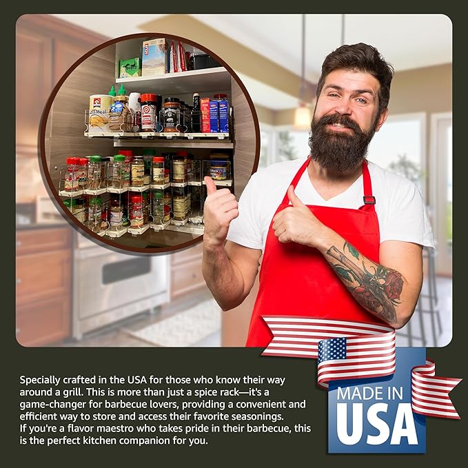 Vertical Spice - Large Pullout Sliding Spice Rack Organizer - 2 Individual 2 Tier Drawers - Premium Rolling Seasoning Holder/Caddy for Hidden Pantry Storage - Made in USA (6.9''W x 12.25" H x 10.6''D)