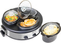 HomeCraft HCRTSCO15SS Triple Round Oval 1.5 Quart Stainless Steel Cooker Buffet with Adjustable Temperature Control, Removable Lids & Spoon Rests, Perfect for Dinner, Appetizers