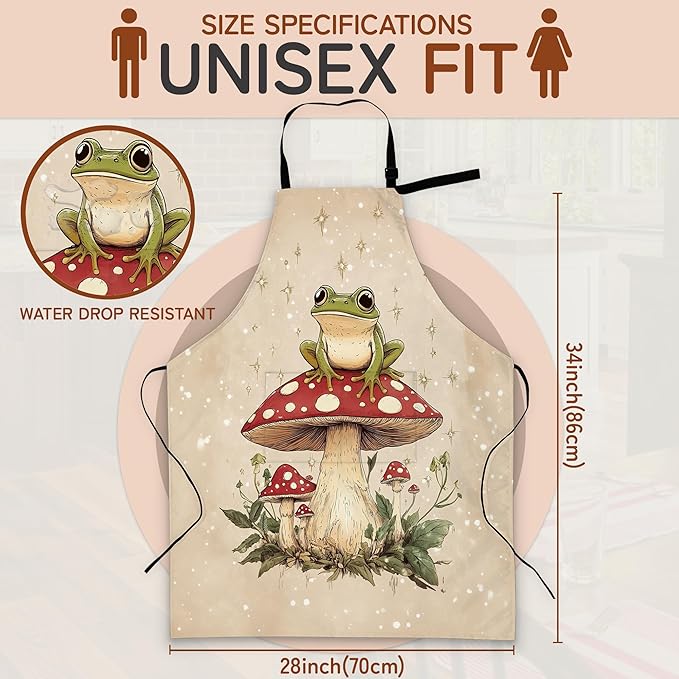 Kitchen Apron with Pocket,Waterproof Adjustable Neck and Long Ties, Cooking Baking Gardening Painting Apron for Women