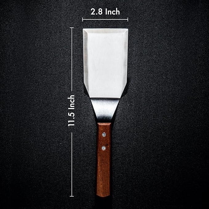 MANNKITCHEN Professional Grade Stainless Steel Spatula Perfect for Cast Iron Skillets and Flat Top Grills (MK21680)