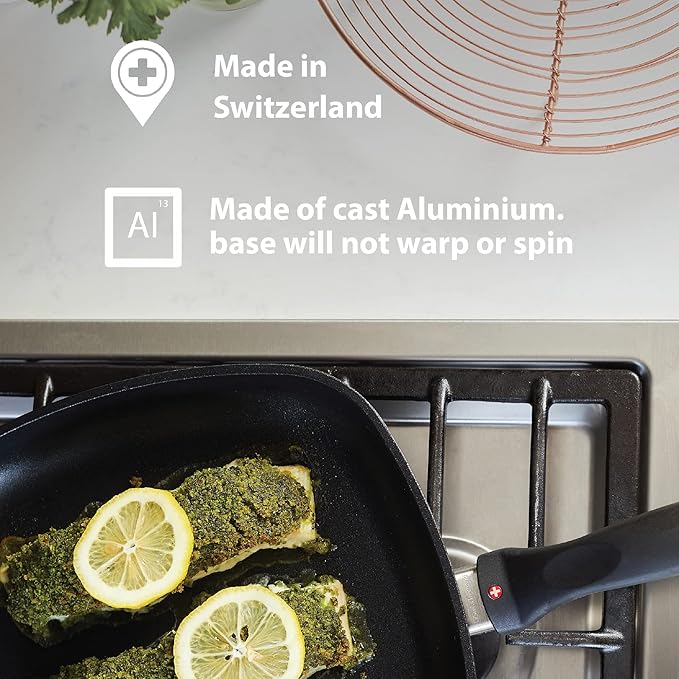 Swiss Diamond 7 Inch Frying Pan Nonstick Diamond Frying Pan, Aluminum Coated Skillet, Dishwasher Safe and Oven Safe Fry Pans with Ergonomic Handle, Grey