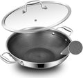 LOLYKITCH 12 Inch New Hybrid Tri-Ply Stainless Steel Wok Pan with Lid,Ceramic Nonstick Stir Fry Pans,Induction Cooking Pot,Dishwasher and Oven Safe