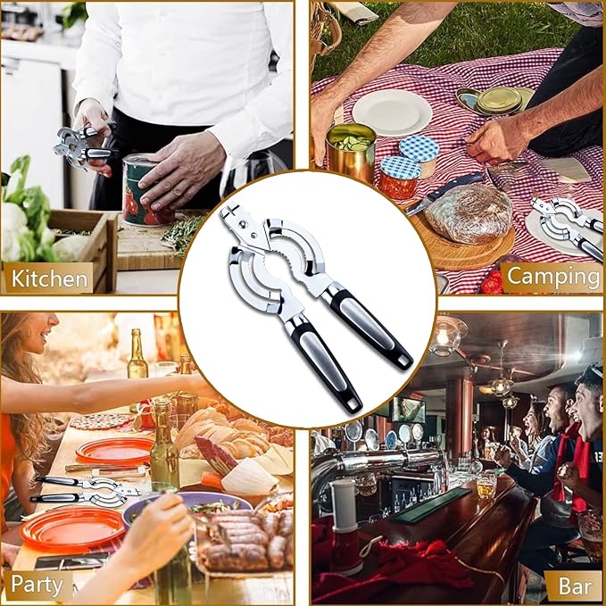 Jar Opener, Multi Jar Opener for Weak Hands, Stainless Steel Jar Lid Opener, Beer Bottle Opener for Arthritic Hands, Seniors with Arthritis