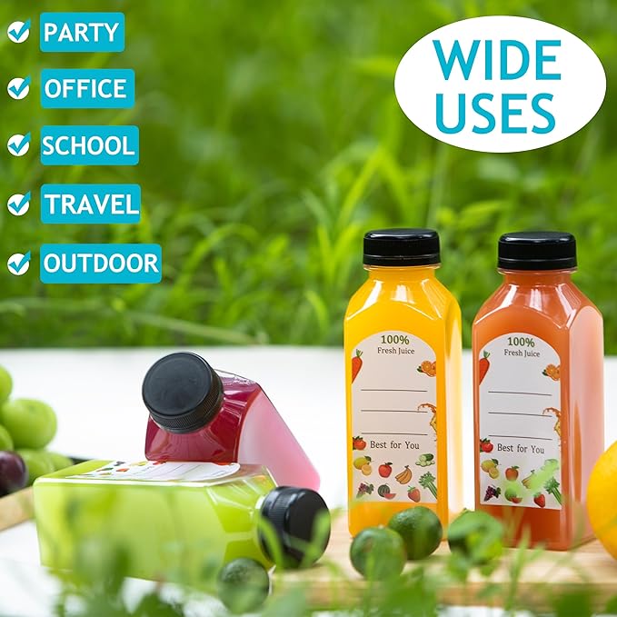 30Pcs 12 Oz Plastic Juice Bottles with Caps,Clear Reusable Water Bottle & Tamper Proof Lids,Juice Containers,Juicing Bottles for Fruit Juice,Smoothies,Coffee - Food Grade & Travel Bottle (30)