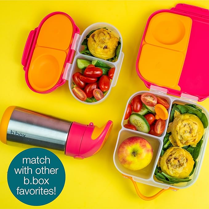 b.box Mini Lunch Box (2-pack), Bento Box for Kids Snack Container with 2 Leak-Proof Compartments, Reusable Snack Containers with Lids, BPA Free Kids Lunch Box, 4 1/4 Cup (Blue Slate+Lemon Sherbet)