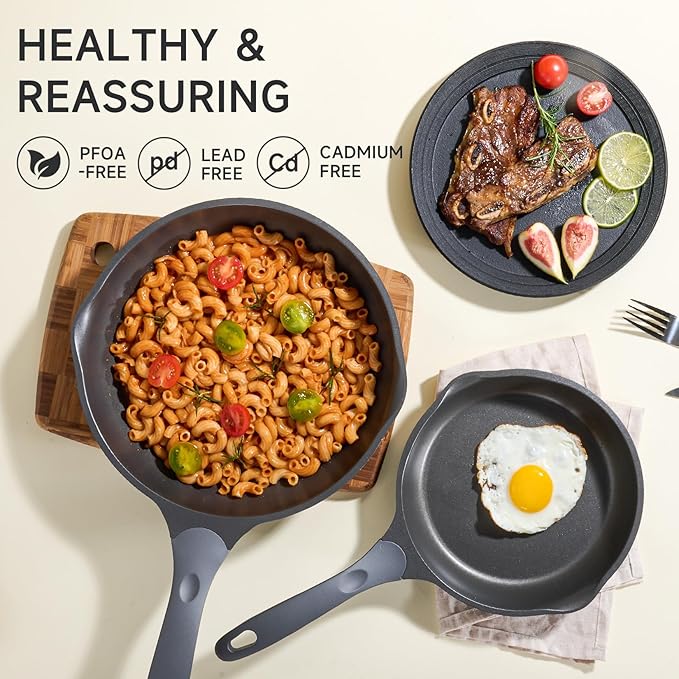 JEETEE Ceramic Nonstick Frying Pan, 8" Titanium Skillet Omelette Pan, Healthy and Oven Safe Chef's Pan, Suitable for All Stovetops (PFOA/PFAS Free)