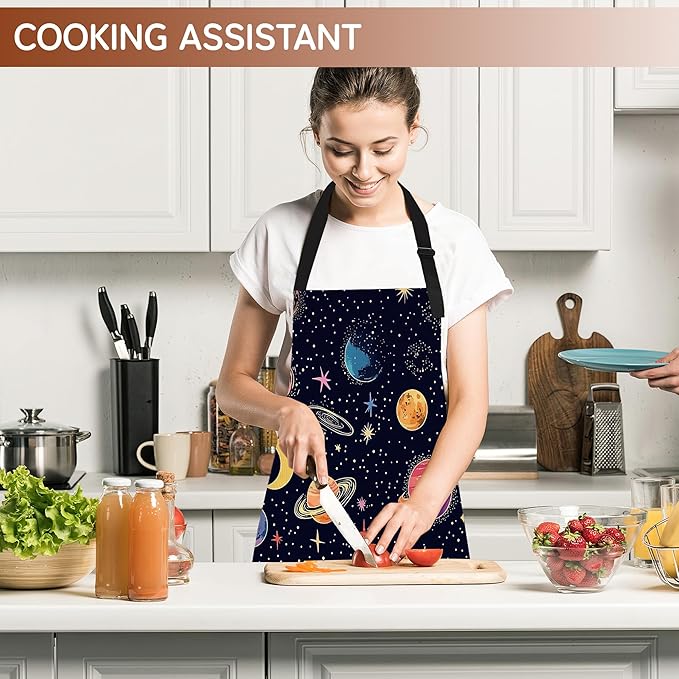 Adjustable Kitchen Apron with Pockets for Women and Men,Soft Chef Apron for Cooking, BBQ, and Grill